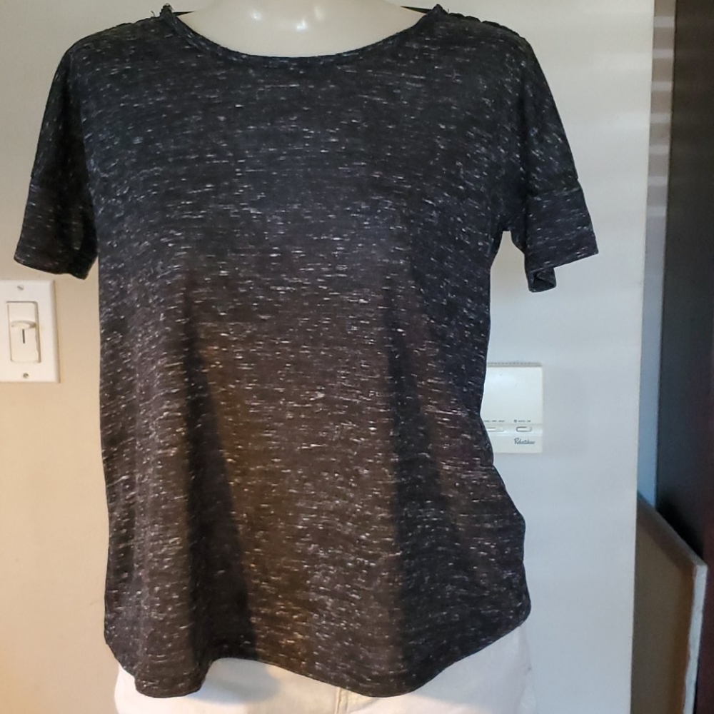 Kimchi Blue black T shirt with white flecks, size